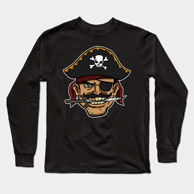 cool pirates black Long Sleeve T-Shirt by wtama